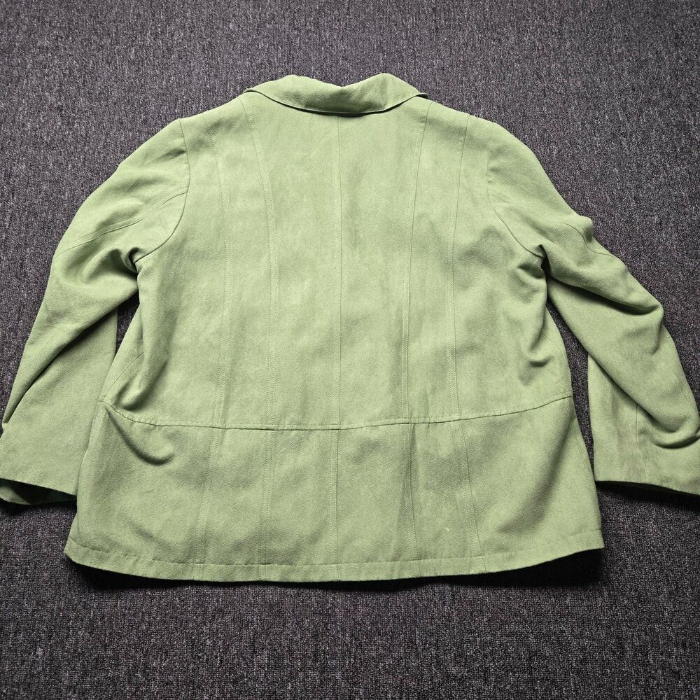 NEW CJ Banks Suede Jacket Women’s Plus 1X Green Zip Front Casual Coat 16/18W - Picture 12 of 13